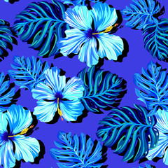 seamless vector hibiscus pattern