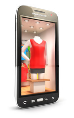 3d clothes shop inside smartphone