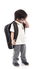 Portrait of Asian schoolboy with backpack
