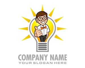 nerd bulb logo image vector