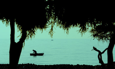 tekneden ağ &ccedil;ekmek&balık&ccedil;ılık
