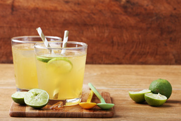 cold gold soft drink from lime and honey