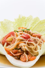 Thai papaya salad also known as Som Tum from Thailand