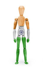 Wood figure mannequin with flag bodypaint - India