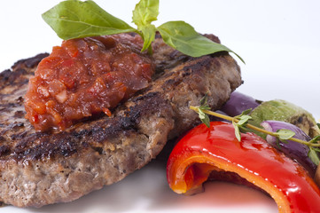grilled meat with vegetables