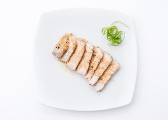 Pork steak slide with spicy pepper