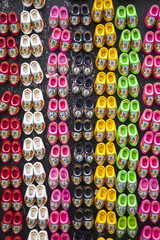 wooden shoes in many colors
