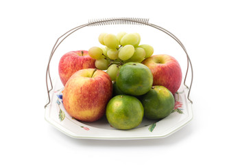 Isolated platter of assorted fruit