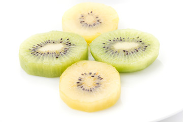 Fototapeta premium Kiwi and Golden Kiwi fruit isolated on white background