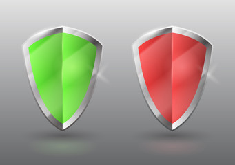 Vector green and red shields