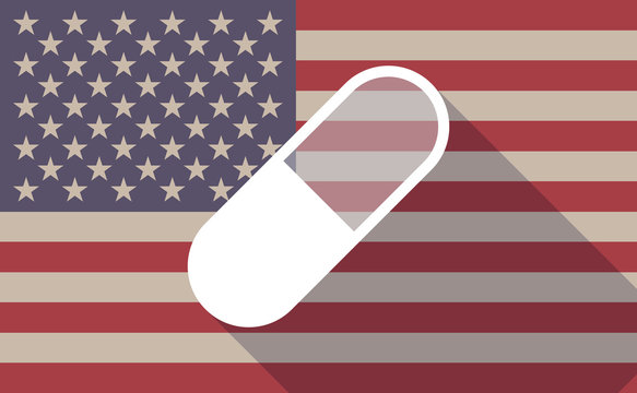 USA flag icon with a pill