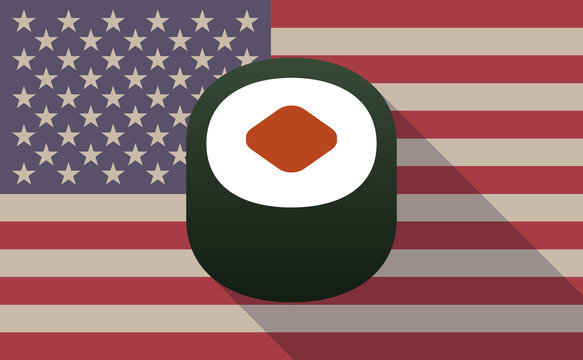 USA flag icon with a sushi