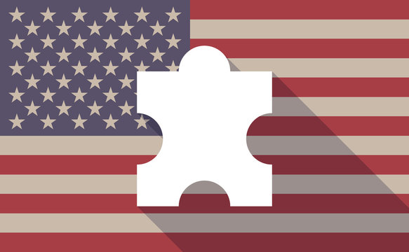 USA flag icon with a puzzle piece
