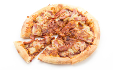 hawaiian pizza isolated on white background