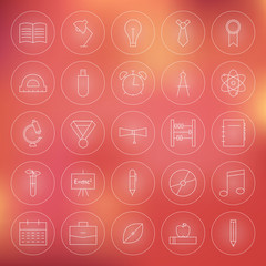 Education and Science Circle Line Icons Set