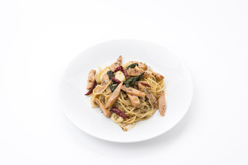 spaghetti sausage isolated on white background