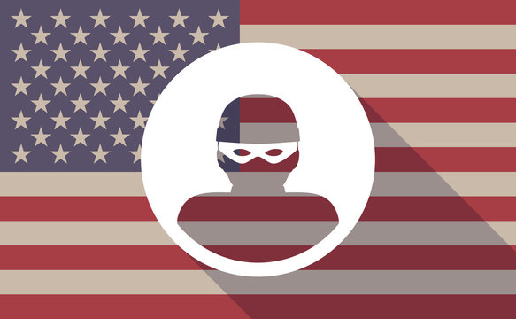USA flag icon with a thief