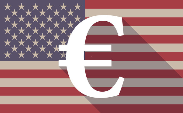 USA flag icon with an euro sign