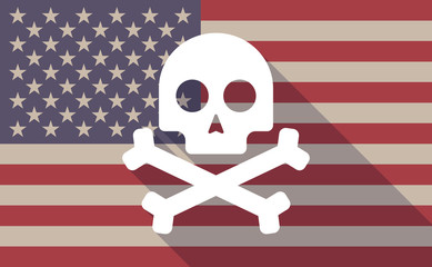 USA flag icon with a skull