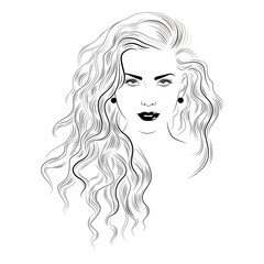 Beautiful girl with black long hair 