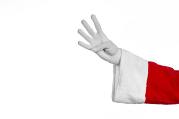 Santa's hand showing gesture on a white background