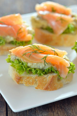 Eggplant salad and salmon slice