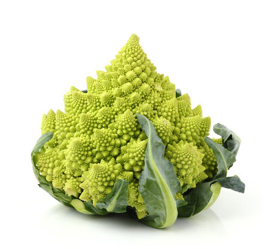 Romanesco broccoli on white background