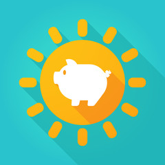 Long shadow sun icon with a pig