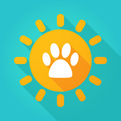 Long shadow sun icon with an animal footprint