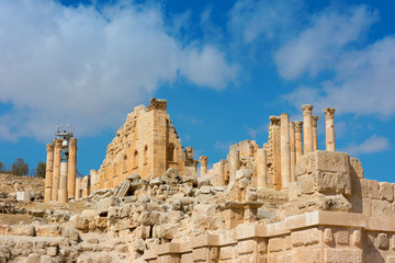 Ancient Jerash Jordan view of Zeus temple