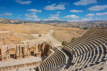 Ancient Jerash Jordan theater and city view