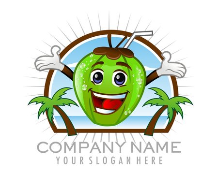 happy coconut drink logo image vector