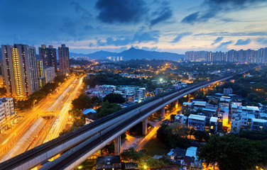 Fototapeta na wymiar Long Ping, hong kong urban downtown at night