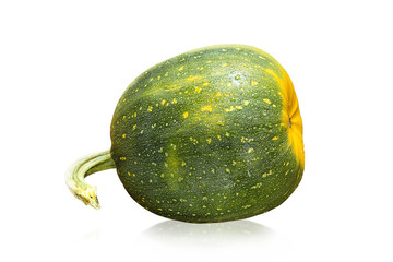 Green pumpkin on white background