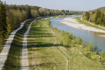 Fototapeta na wymiar Isar river Munich Germany