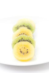 Kiwi and Golden Kiwi fruit isolated on white background