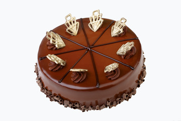 Chocolate cake isolated on white