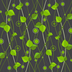 Green color wave with leaves.