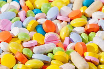 background of colorful pills