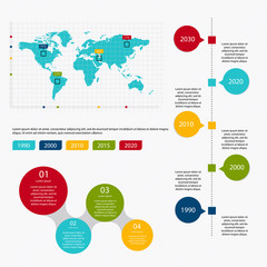 Business data market elements dot bar pie charts diagrams and gr