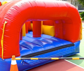 Inflatable bouncy castle in school