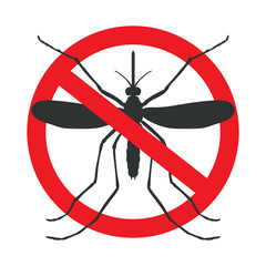 the mosquitoes stop sign - vector image of funny of a mosquito i - obrazy, fototapety, plakaty