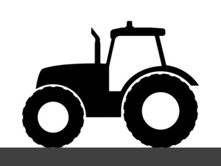 Tractor silhouette on a white background.