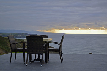 Atardecer en hotel romántico