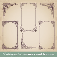 Calligraphic corners and frames - obrazy, fototapety, plakaty
