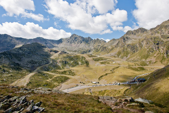 Andorra, View of Arcalis ski resort during summer