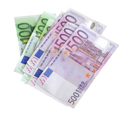 banknotes on white background (clipping path)