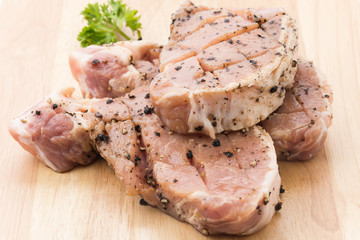 raw meat pork steak with black pepper