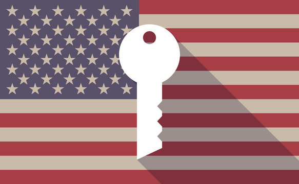 USA flag icon with a key
