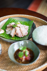 charcoal-boiled pork neck,Grill pork (Thai style food)